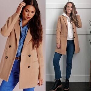 MaxMara Pea Coat Camel Tan Vintage Alpaca Teddy Bear Brown Mid Thigh Jacket M